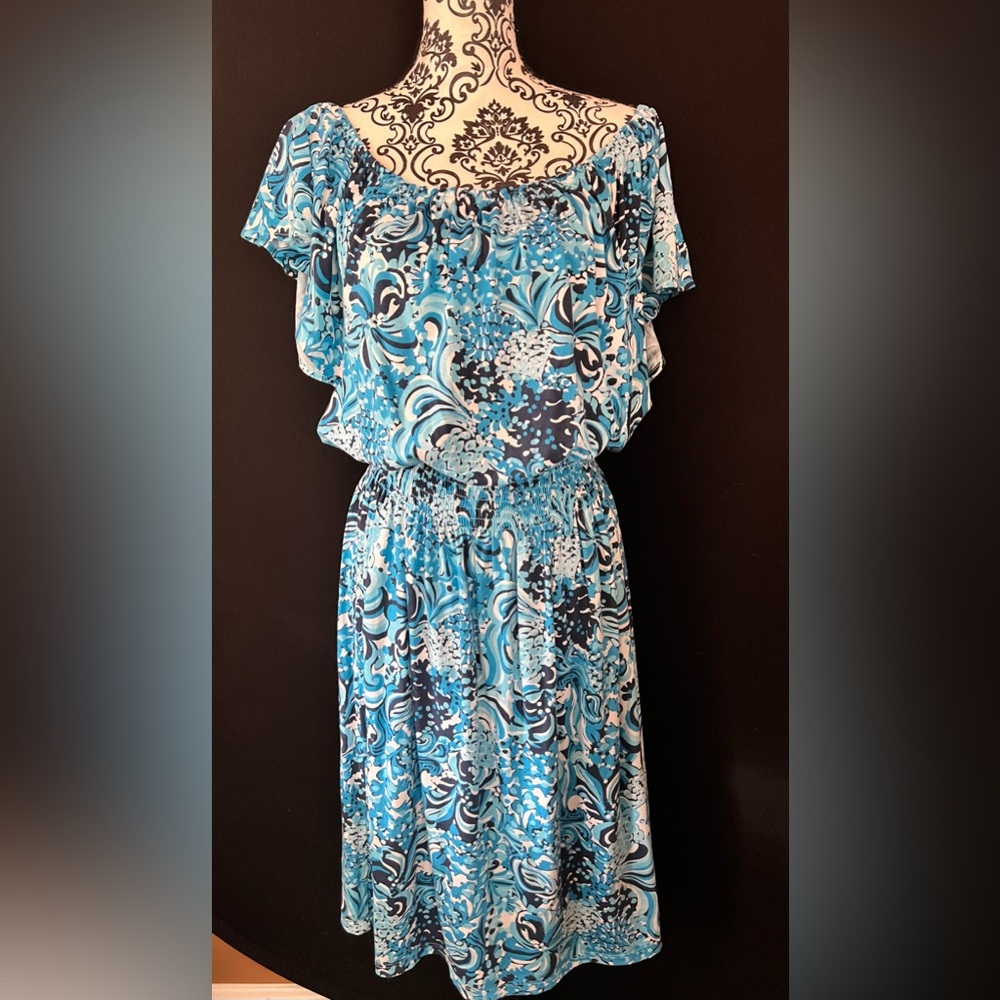 Lilly Pulitzer Clarette Flutter Sleeve Dress Size XL in Resort White Mermazing